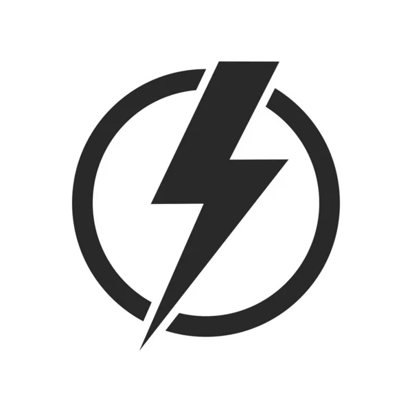 Blitzisoliertes Vektor-Symbol. Blitz-Ikone. Energiesymbol. Donner-Symbol. Kreis-Konzept. — Stockvektor