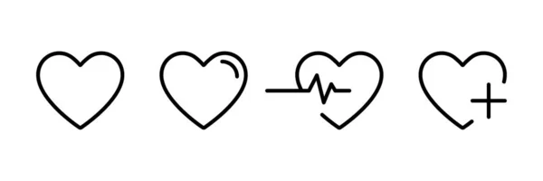 Ikona srdce v lineárním designu izolovaných vektorových znaků. Koncept medicíny. Zdravotní péče. Milostný koncept. Tvar srdce. Romantický design. — Stockový vektor