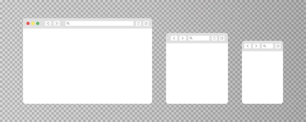 Izolované vektorové webové prvky okna prohlížeče transparentní pozadí — Stockový vektor