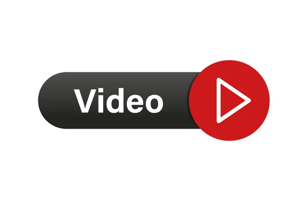 Video düğmesi. Kırmızı oynatma simgesi düğmesi. İzole vektör illüstrasyonu — Stok Vektör