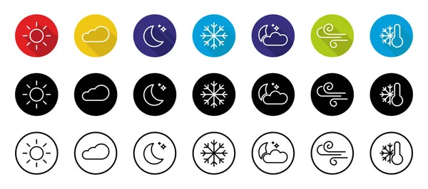 Weather color icons set isolated on white background. Weather st — Stock Vector