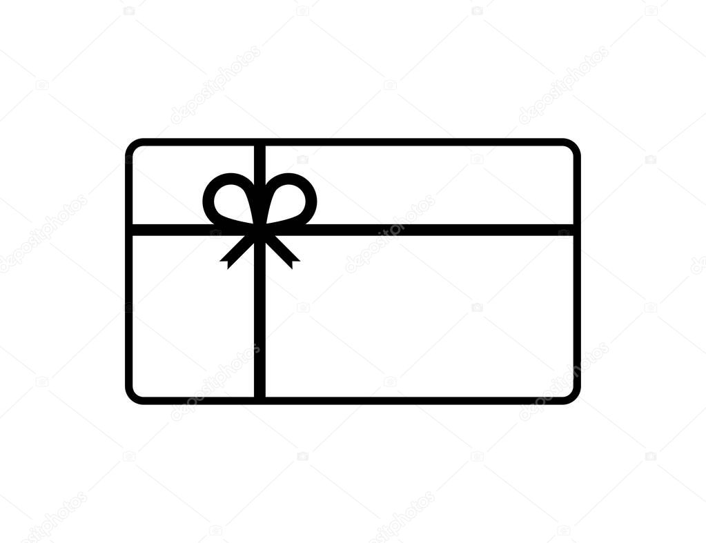 Gift card icon isolated vector element. Thin line illustration. Gift flat vector linear icon. Holiday card. EPS 10