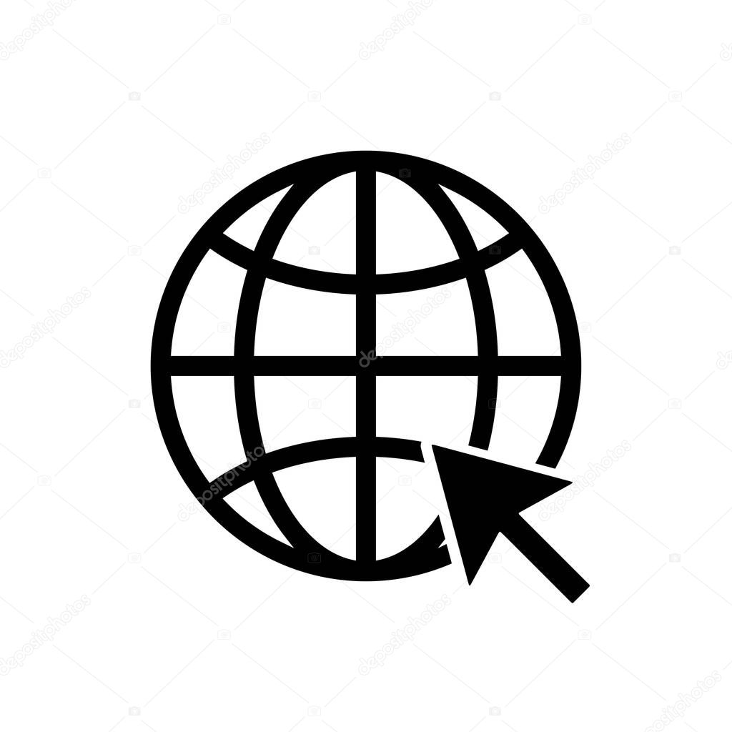 Web icon. WWW sign. Search www vector icon. Web hosting technology. Globe hyperlink icon. Isolated vector. Browser search website page.