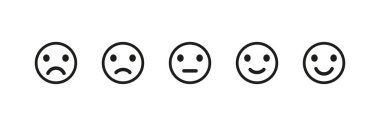 Emoji reaksiyonu izole vektör simgeleri. Bir dizi emoji ikonu. Gülümse.
