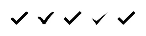 Zestaw odizolowanych ikon wektorowych czarnego znaku kontrolnego. Zaznacz symbol głosowania. — Wektor stockowy