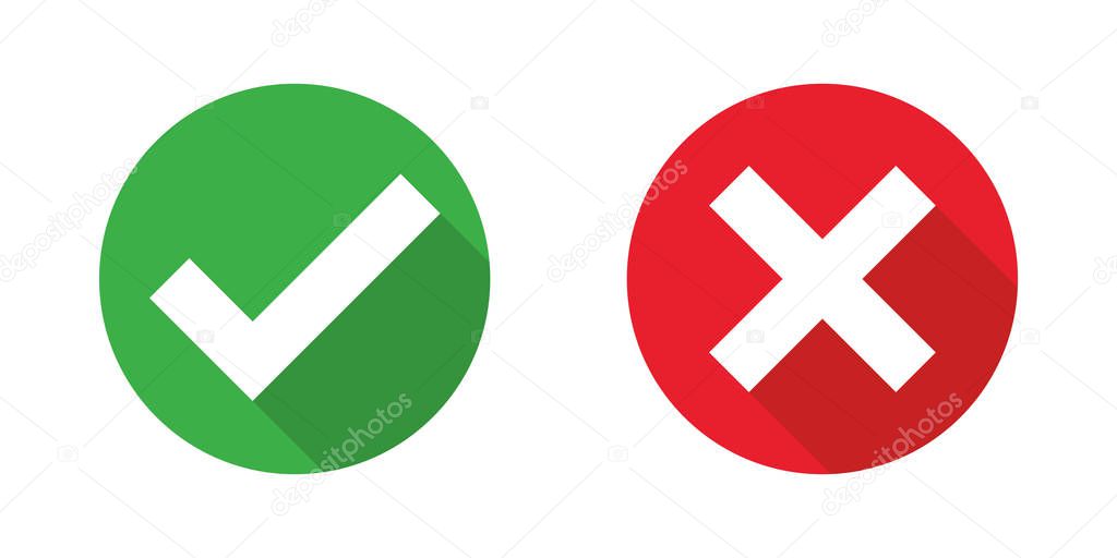 Checkmark cross on white background. Isolated vector sign symbol