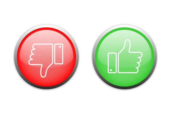 Thumbs up thumbs down red and green isolated vector like social — 스톡 벡터