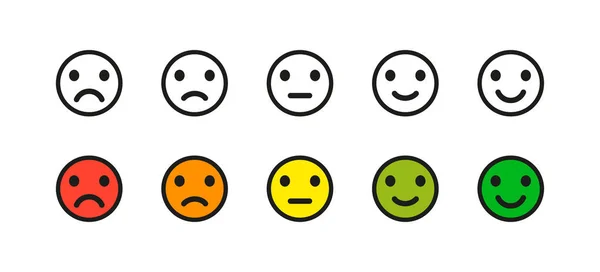 Emoji simgeleri. İzole vektör çizimi. Değerlendirme konsepti. Revie