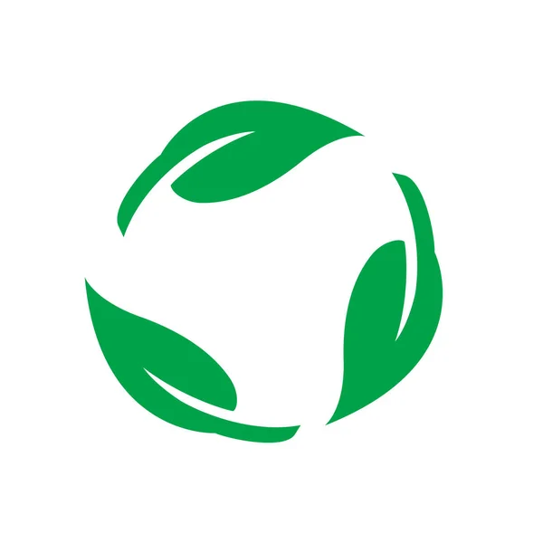 Ikona vektoru zelených listů. Izolovaný recyklační symbol. Ekologická recyklace — Stockový vektor
