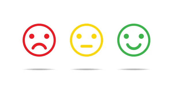 Ícones vetoriais isolados da reação de Emoji. Cores verdes amarelas vermelhas. S — Vetor de Stock