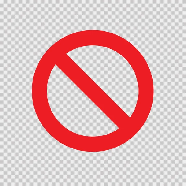 Red no sign isolated on transparent background. Vector blank ban — 스톡 벡터