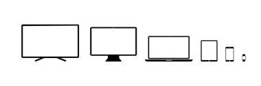 Aygıt vektör simgesi: TV, bilgisayar masaüstü, laptop, tablet, smartp