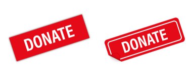 Beyaz arkaplanda izole edilmiş kırmızı etiket vektörünü bağışla. Eğri 