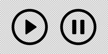 Şeffaf üzerinde izole edilmiş vektör simgelerini çal ve duraklat
