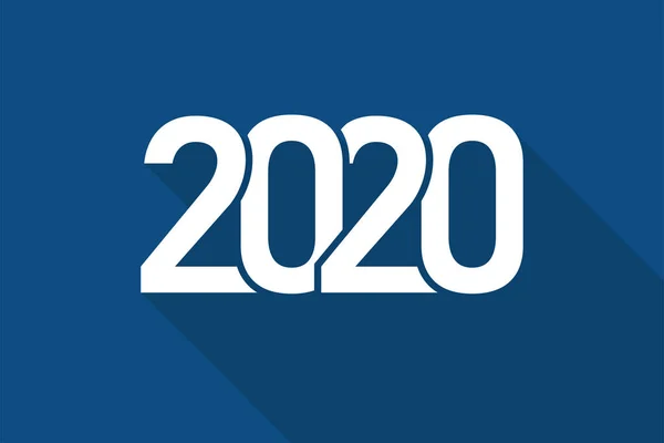 2020 blu in stile piatto su sfondo blu con ombra. Calendario — Vettoriale Stock