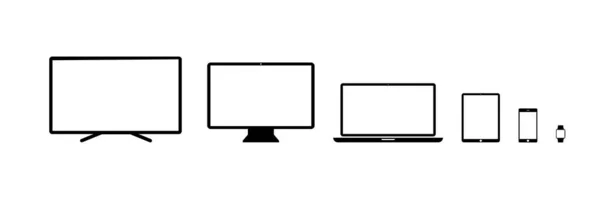 Icono del vector del dispositivo: tv, ordenador de escritorio, ordenador portátil, tableta, smartp — Archivo Imágenes Vectoriales