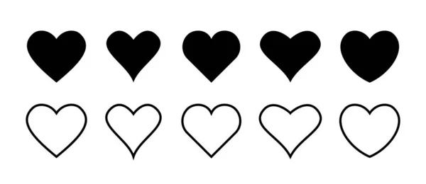 Soubor vektorových ikon srdce izolovaných na bílém pozadí. Vektor i — Stockový vektor
