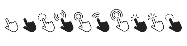 Pointers clicking with hand vector isolated set of icons. Vector — 스톡 벡터