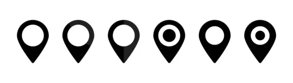 Ponteiros mapa conjunto vetorial de ícones pretos isolados no backgro branco —  Vetores de Stock