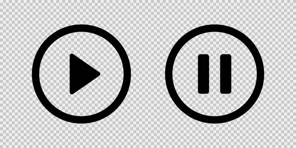 Přehrát a pozastavit černé ikony vektorového tlačítka izolované na průhledném — Stockový vektor