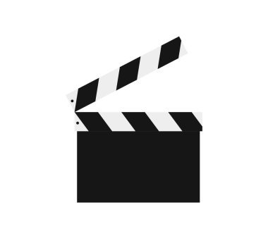 Film alkış tahtası beyaz arkaplanda izole edildi. Vektör izole illüstrasyon. Boş film alkışlaması.