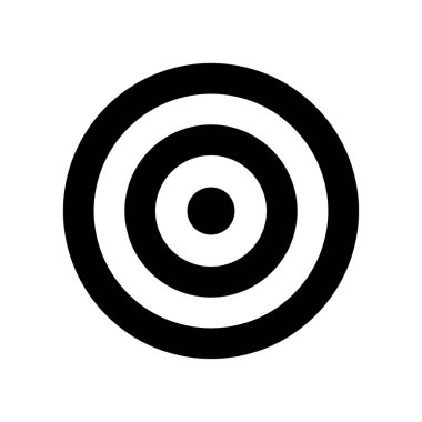 Hedef simgesi beyaz arkaplanda izole edildi. Vektör siyah simgeyi izole etti. Hedef konsept simgesi. EPS 10