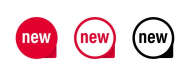 Kırmızı çıkartmalar ya da afişler. Beyaz arkaplanda izole edilmiş yeni vektör etiketleri kümesi. Yeni kırmızı etiket. EPS 10