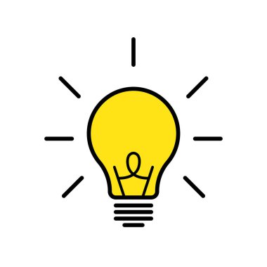 Lamba ya da ampul vektörü izole edilmiş ikon. Vektör çizimi. Çözüm ya da sembol. Düz tasarım çizimi. Düşünme konsepti. EPS 10