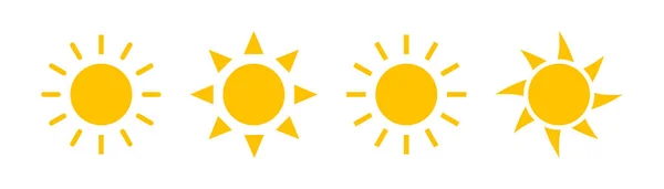 Vector Iconos Solares Aislado Sobre Fondo Blanco Rayo Sol Brillante — Archivo Imágenes Vectoriales