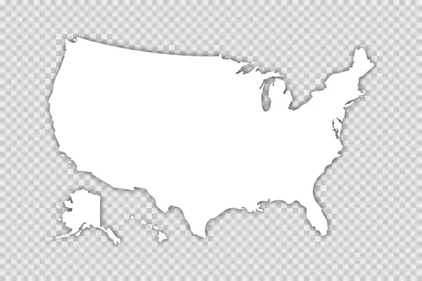 Usa harita vektörü, şeffaf arkaplanda gölgeyle izole edilmiş. Konsept tasarım için web pankartı. Birleşik Devletler haritası. Usa silueti. EPS 10
