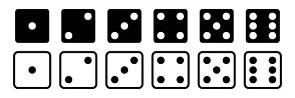 Dice Vector Set Icons Gambling Collection Dice Isolated Black Icon — Stock Vector