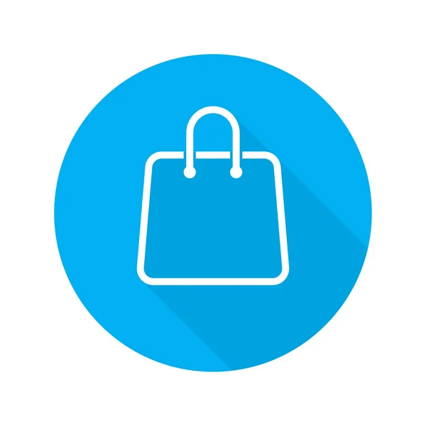 Tasche Einkaufen Vektor Isoliert Symbol Auf Blauem Kreis Hintergrund Flache — Stockvektor