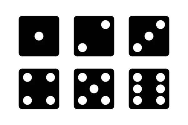 Dice Vector Set Icons Gambling Collection Dice Isolated Black Icon — Stock Vector