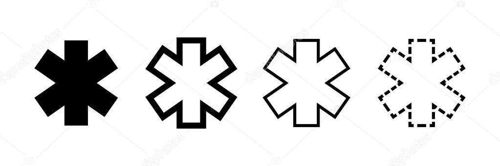 Emergency star vector icons isolated. Ambulance emergency concept. Emergency staff signs symbols. EPS 10