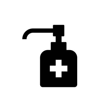 Antiseptik vektör beyaz arkaplanda izole edilmiş bir simge. Hijyen virüsü el yıkama sağlık hizmetleri. Dispenser simgesi ya da işaret. EPS 10