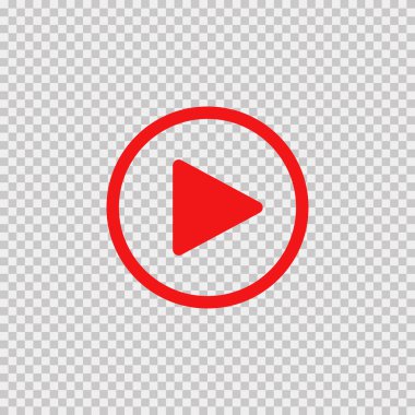 Çal düğmesi. Vektör izole edilmiş simge veya işaret. Şeffaf arkaplanda kırmızı işaret rengini çal. EPS 10