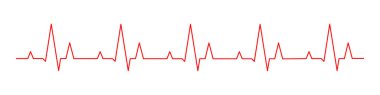 Kalp atışı kırmızı çizgide. Vektör izole illüstrasyon. Soyut dalga. Nabız kırmızı vektör izi. EKG kardiyo hattı kırmızı sembolü. Tıbbi ve Sağlıklı konsept. EPS 10
