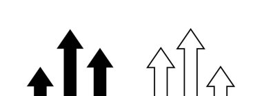 Ok yukarı. Büyüyen ok. Vektör izole elementler Kara yalıtılmış ok. Oklar yukarı çıkıyor. Grafik elementler. EPS 10