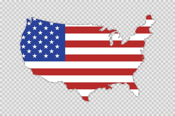 Χάρτης Των Ηπα Σημαία Και Σκιά Διαφανές Φόντο Vector Απομονωμένη — Διανυσματικό Αρχείο