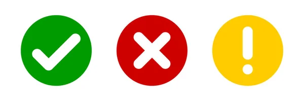 Cochez Croix Signe Cercle Exclamation Eléments Isolés Vectoriels Cochez Icône — Image vectorielle