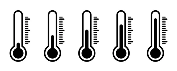 Ícones Temperatura Termômetro Ícones Vetoriais Isolados Termômetro Vetor Isolado Escala — Vetor de Stock