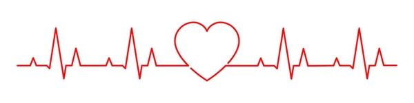 Καρδιακή Κόκκινη Γραμμή Vector Απομονωμένη Εικόνα Αφηρημένο Κύμα Παλμός Κόκκινο — Διανυσματικό Αρχείο