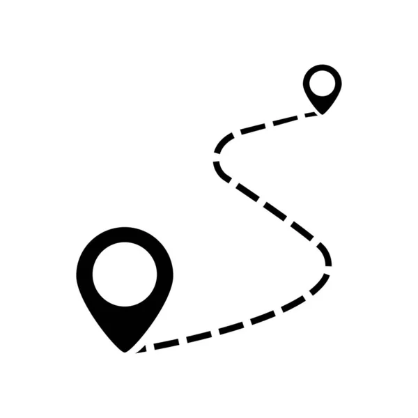 Symbole Localisation Icône Isolée Vectorielle Concept Route Chemin Emplacement Noir — Image vectorielle
