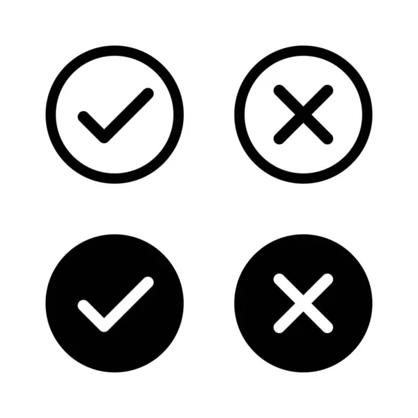Kreuzzeichen Ankreuzen Vektorisolierte Elemente Markieren Sie Kreis Schwarze Symbole Zeichen — Stockvektor