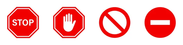 Stop Red Road Signs Vector Isolated Illustration Red Vector Signs — Stock Vector