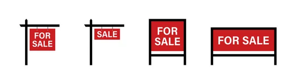 Sprzedaż Znaków Nieruchomości Sprzedaż Wektor Czerwony Znak Wektor Odizolowanych Znaków — Wektor stockowy