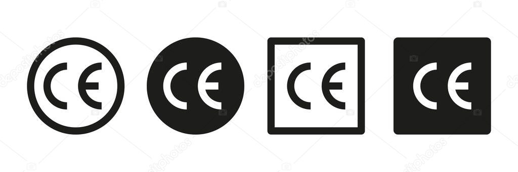 CE vector signs or symbols isolated on white background. Vector icon quality guarantee. Certificate vector icon. EPS 10