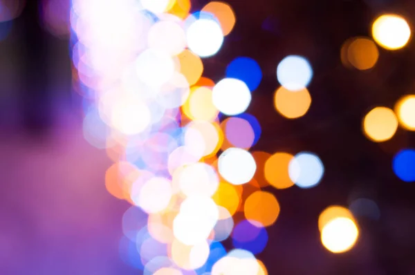 Luminous Blurred Defocused Colorful Christmas Lights Dark Background Bokeh Effect — Stock Photo, Image