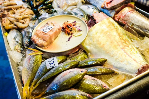 Seafood on sell for cooking at the fish market, MAny type of fish