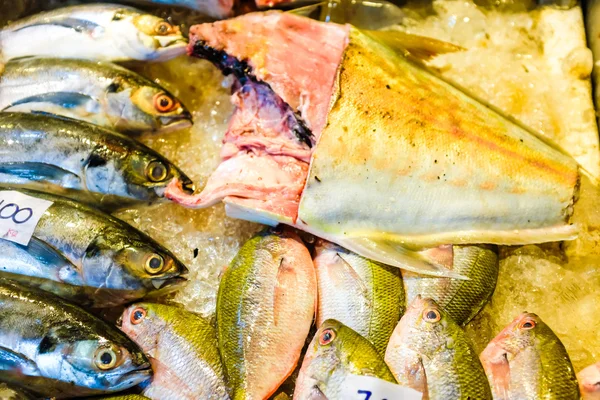 Skaldjur Sälja För Matlagning Fiskmarknaden Många Typ Fisk — Stockfoto